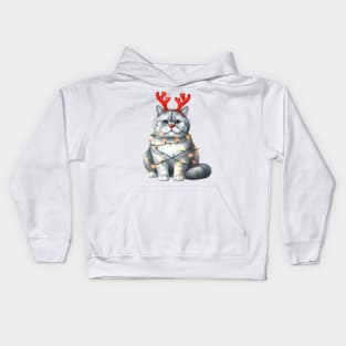 Christmas Red Nose Chartreux Cat Kids Hoodie